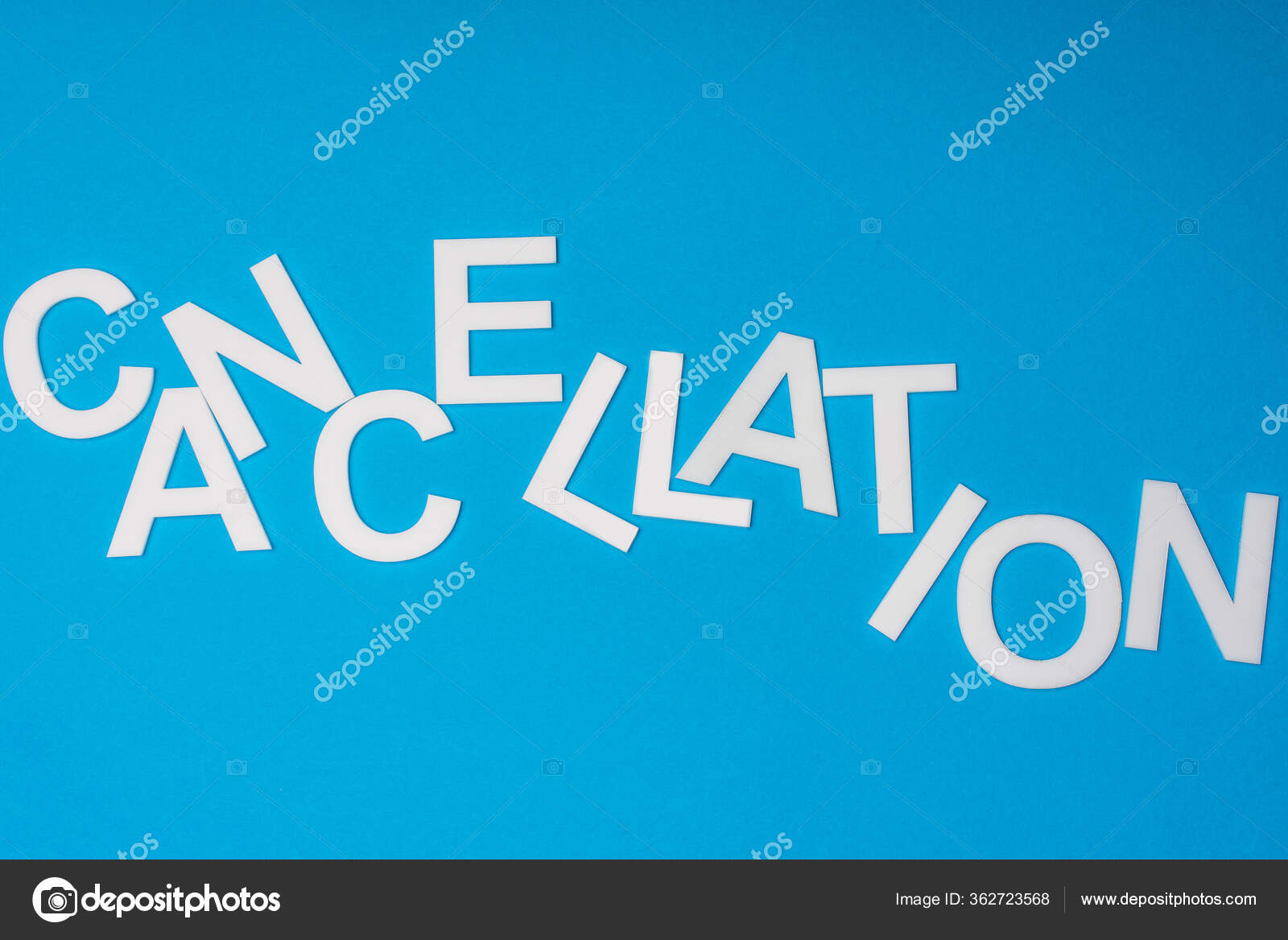 Top View Cancellation Lettering Isolated Blue — Stock Photo