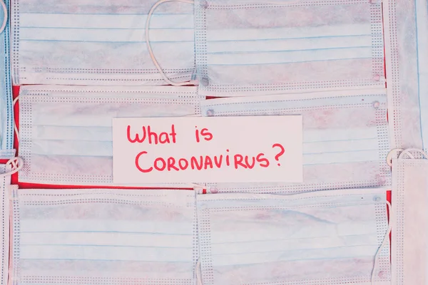 Vista Dall Alto Della Scheda Con Ciò Che Coronavirus Lettering — Foto Stock