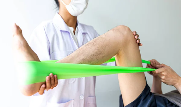 Professional Therapists Stretching Muscles Patients Abnormal Muscular Symptoms Physical Rehabilitation — Stock Photo, Image