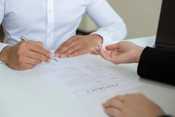 Approving and signing contracts concept, New employees are approved to work in the stock market and have signed contracts with major executives.