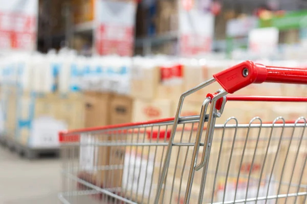 Warenkorb Supermarkt Abstraktes Unscharfes Foto Einkaufszentren Warenkorb Marktkonzept — Stockfoto