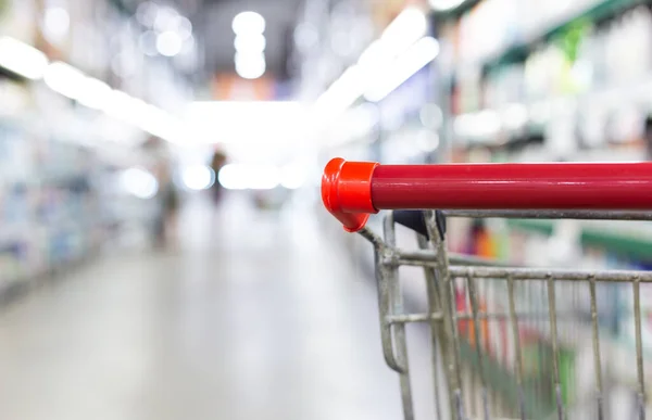 Warenkorb Supermarkt Abstraktes Unscharfes Foto Einkaufszentren Warenkorb Marktkonzept — Stockfoto