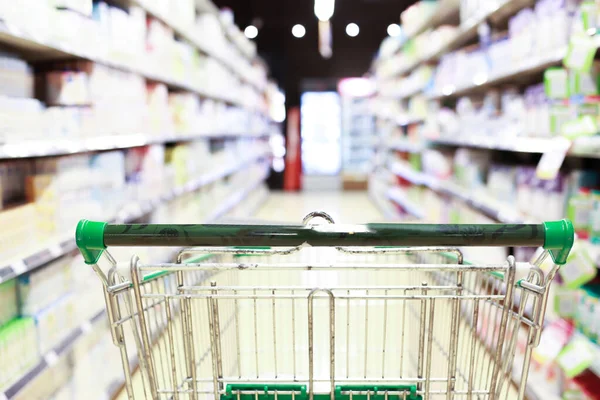 Koszyk Supermarkecie Streszczenie Rozmazane Zdjęcie Centrach Handlowych Koszyk Koncepcji Rynku — Zdjęcie stockowe