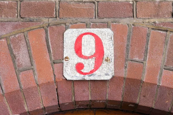Numer Domu Dziewięć — Zdjęcie stockowe