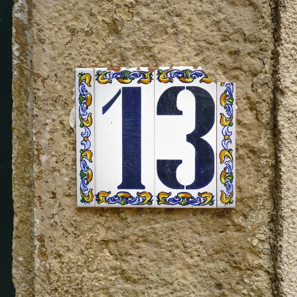 ceramic house number thirteen (13)