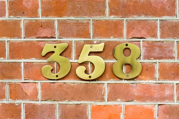 Casa Bronze Número Trezentos Cinquenta Oito 358 — Fotografia de Stock
