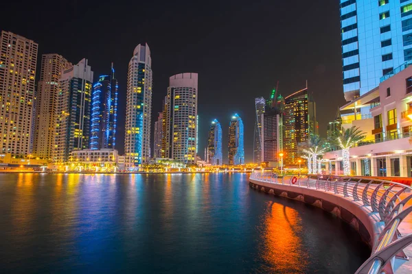 Éjszakai Város Dubai Marina — Stock Fotó