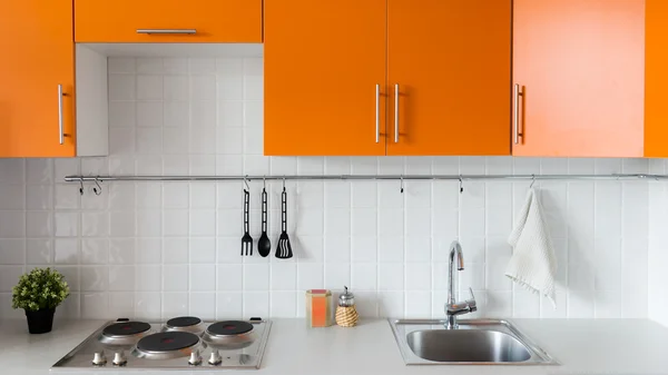 Modern orange kitchen — Stock Photo, Image