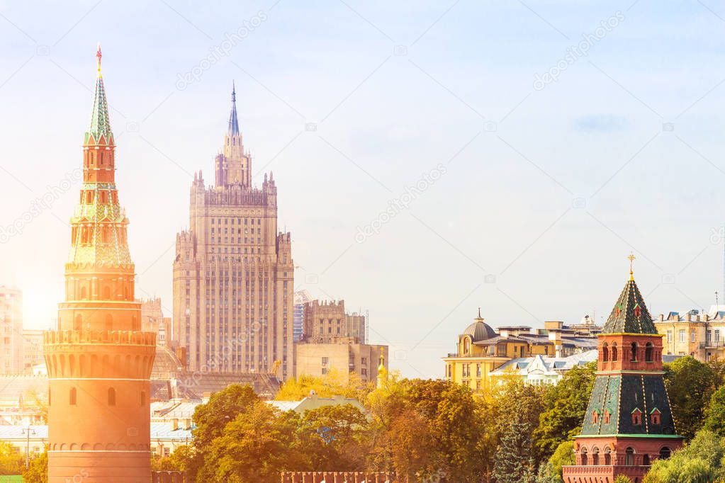 MID in Moscow with Kremlin tower
