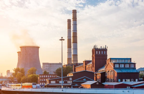 Old factory with cooling towers — Stock Photo, Image