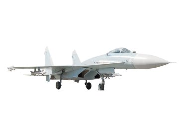 İzole supermaneuverable savaş uçağı, arkadan görünüm