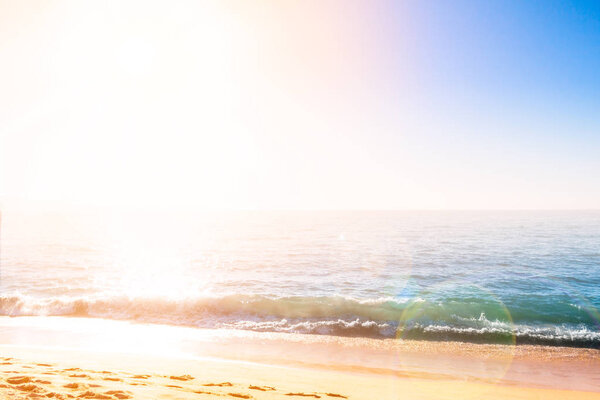 Sand coastline against the sun
