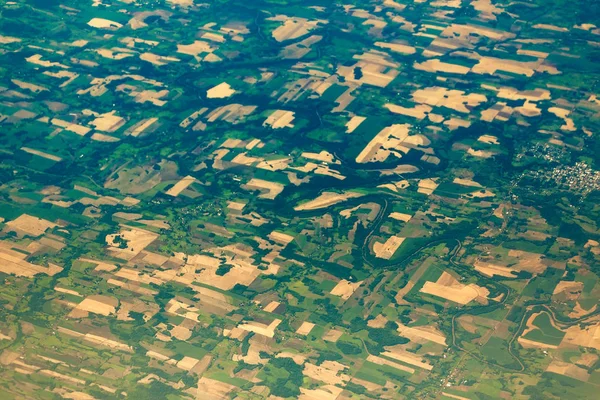 Widok na pola i wsie — Zdjęcie stockowe