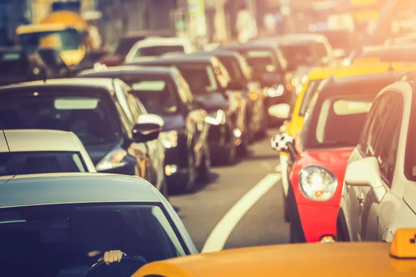 Coches Pie Una Cola Durante Hora Punta — Foto de Stock