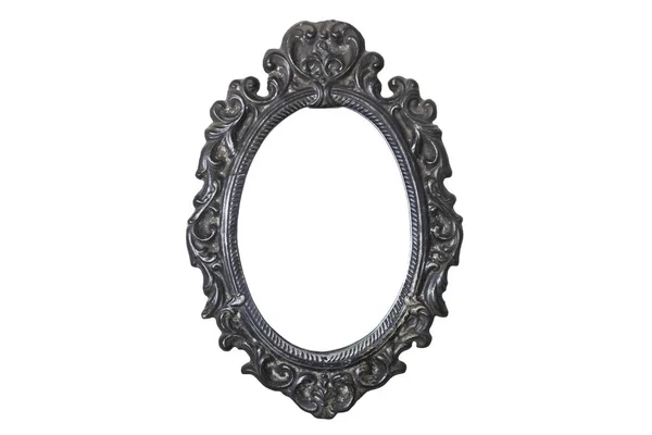 Miroir Métal Noir Antique Fond Blanc — Photo