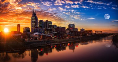 Gün batımı ile Nashville manzarası