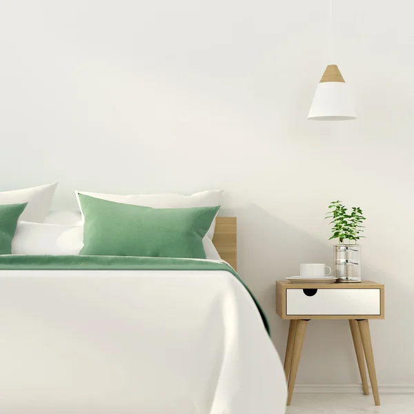 Stylish bedroom with green decoration — Stock Photo, Image