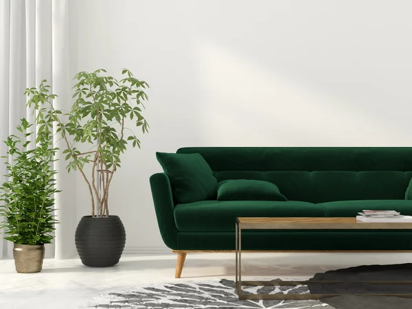 Zöld kanapé nappali — Stock Fotó