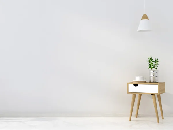 Mesa de madeira elegante e um lustre — Fotografia de Stock