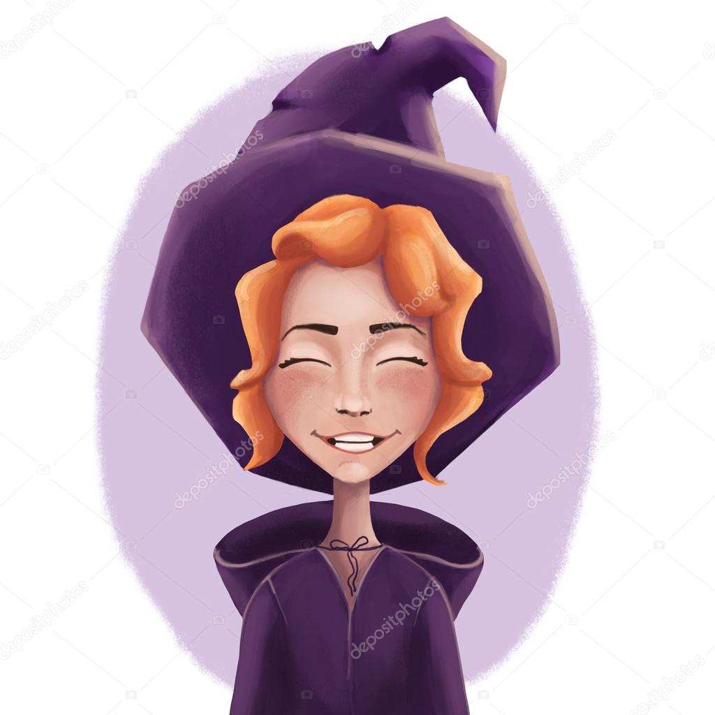 Smiling witch with hat