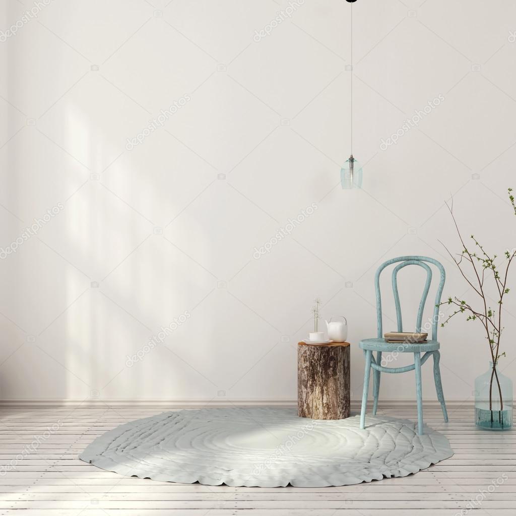 Blue interior with vintage chair 