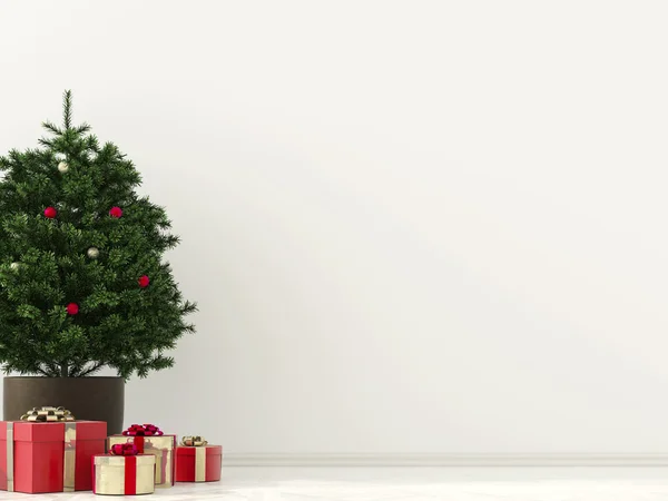 Interior with Christmas tree — Stock Photo, Image