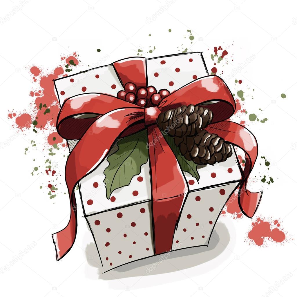 Gift with a red bow