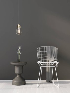 Beyaz sandalye ile gri iç