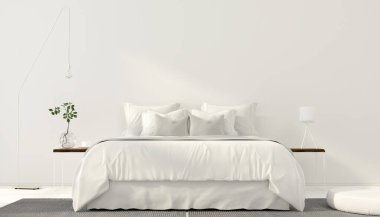 Minimalist iç beyaz yatak odası