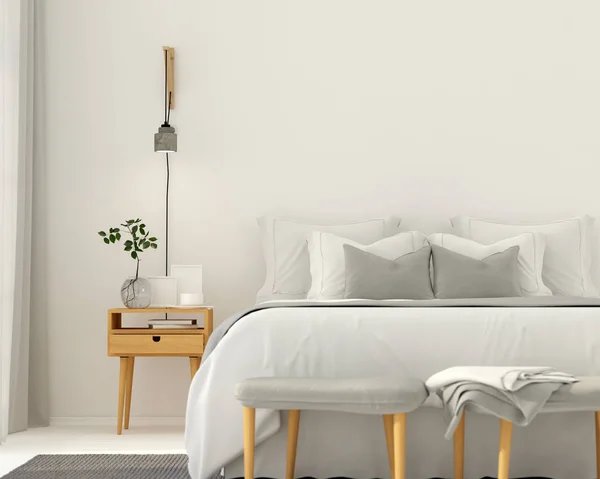 Interior moderno dormitorio gris claro — Foto de Stock