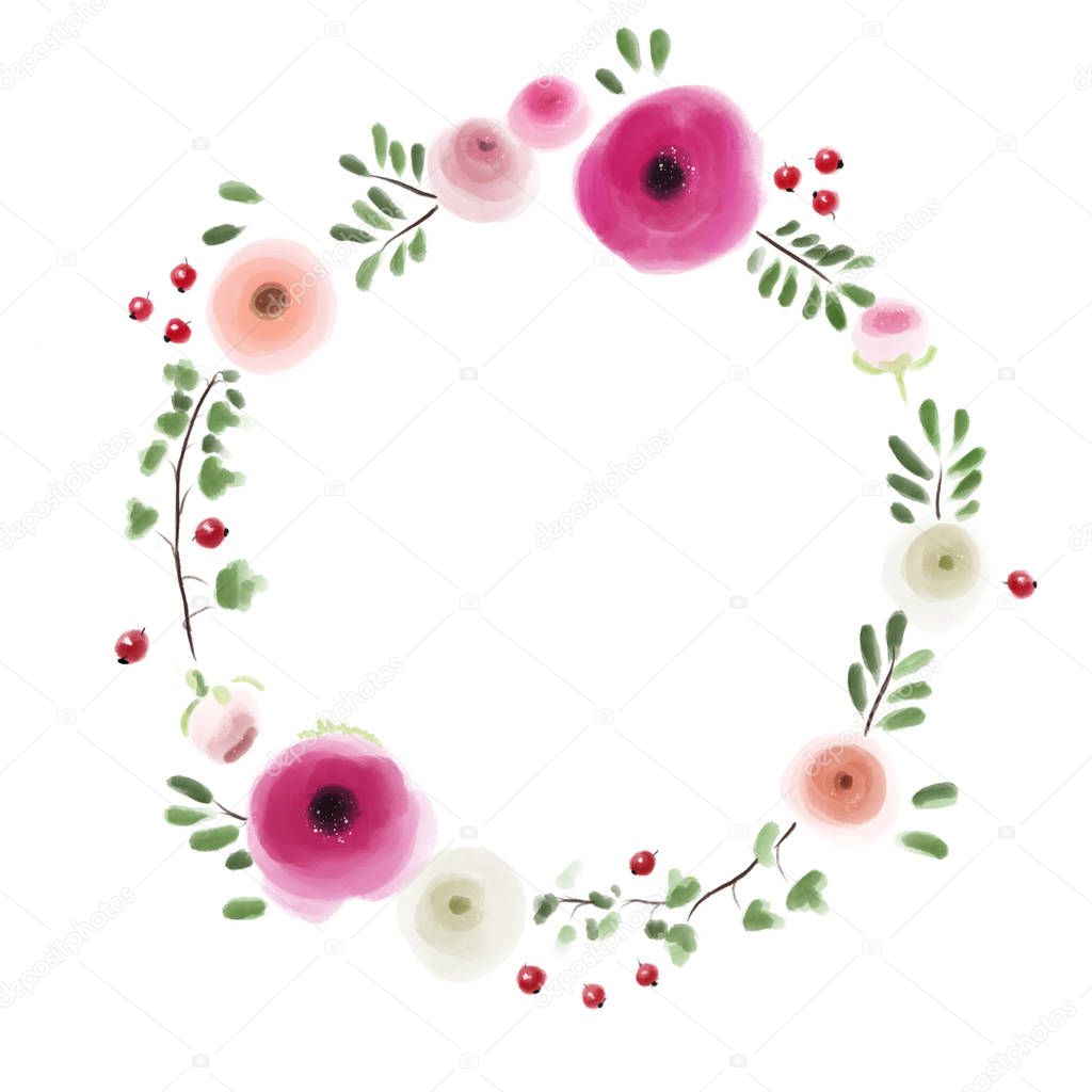 Drawing of stylized floral wreath