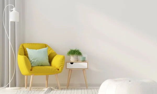 Інтер'єр з жовтим кріслом — стокове фото