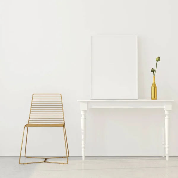 Mock up interieur met een gouden stoel — Stockfoto