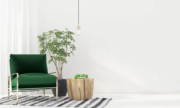 Interior com poltrona verde — Fotografia de Stock