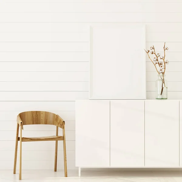 Образец интерьера с деревянным столом — стоковое фото