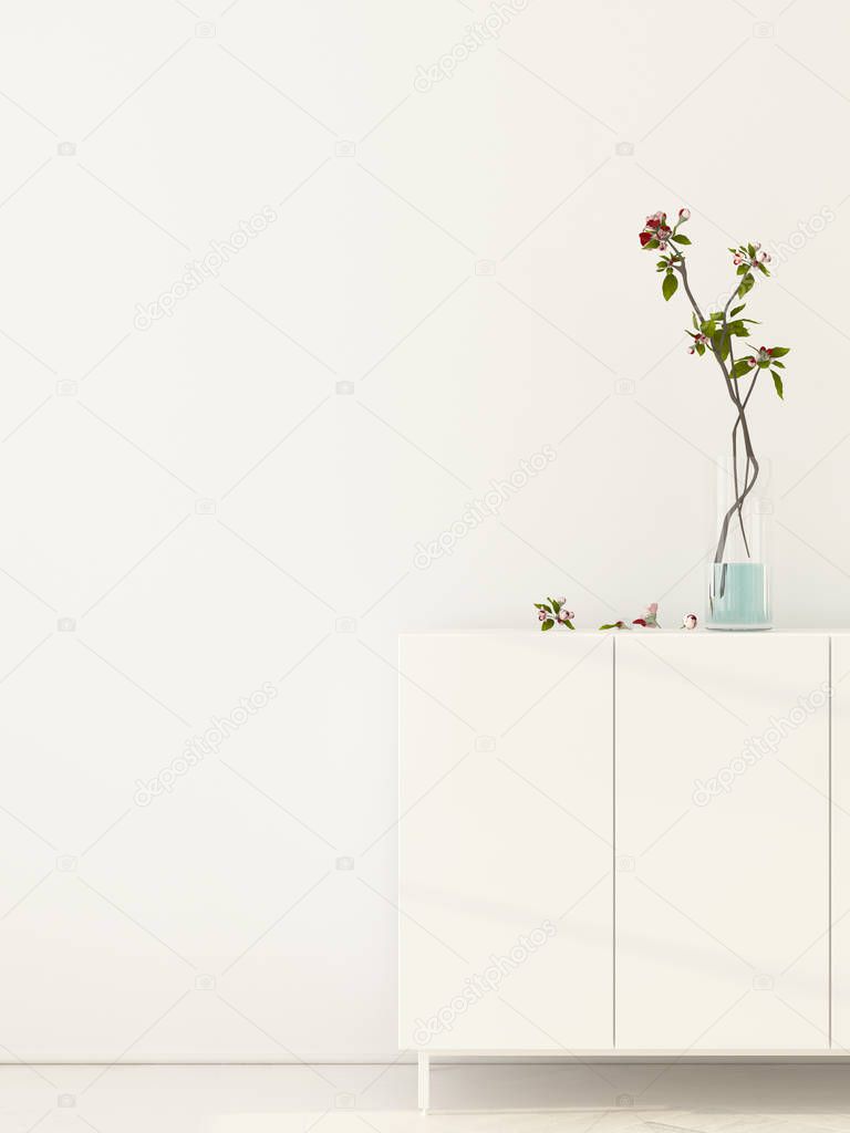 White interior with vase