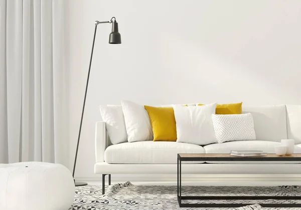 Living room with a white sofa — Stock Photo, Image