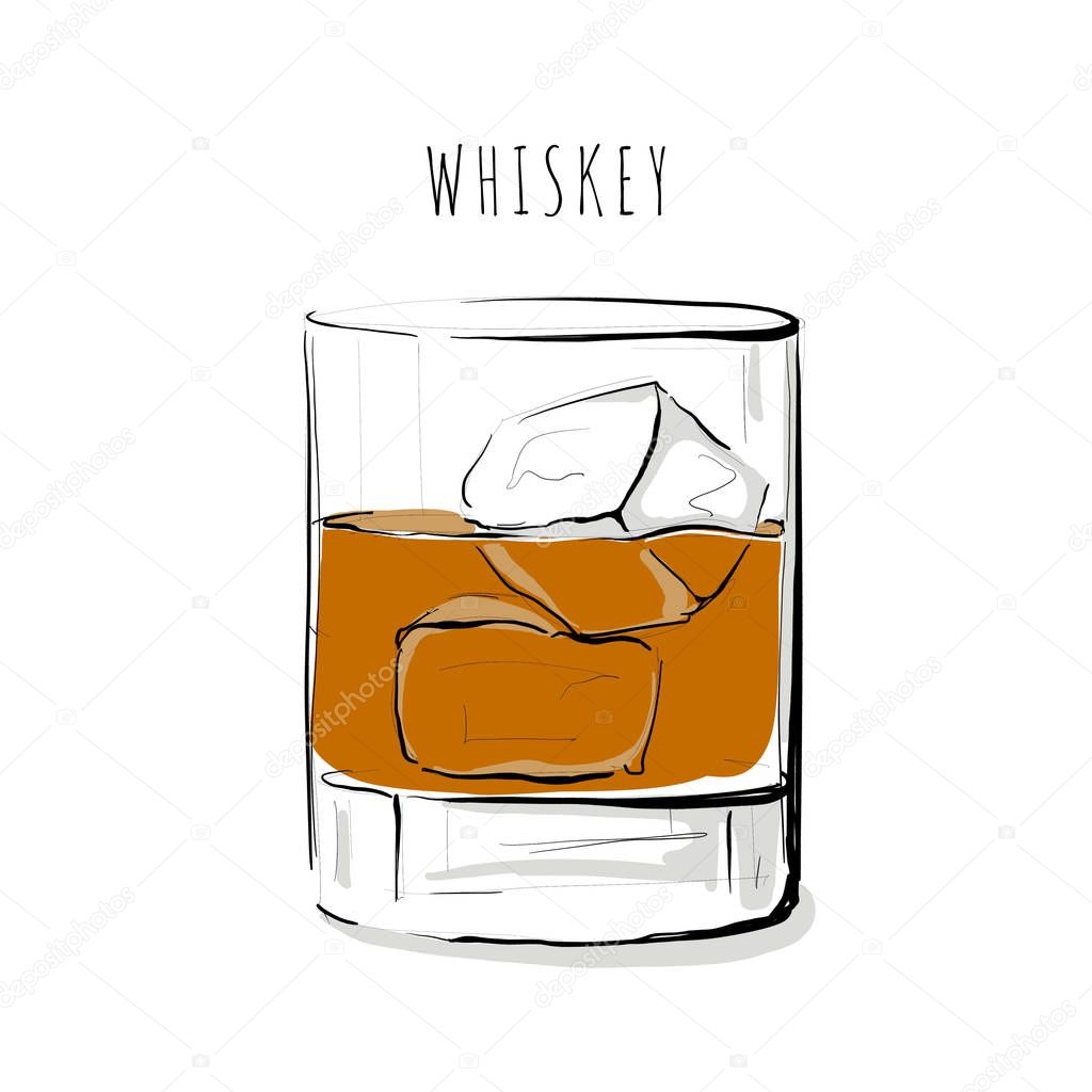 Illustration of an alcoholic drink. Whiskey 