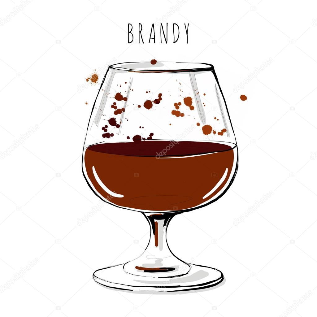 Illustration of an alcoholic drink. Brandy 