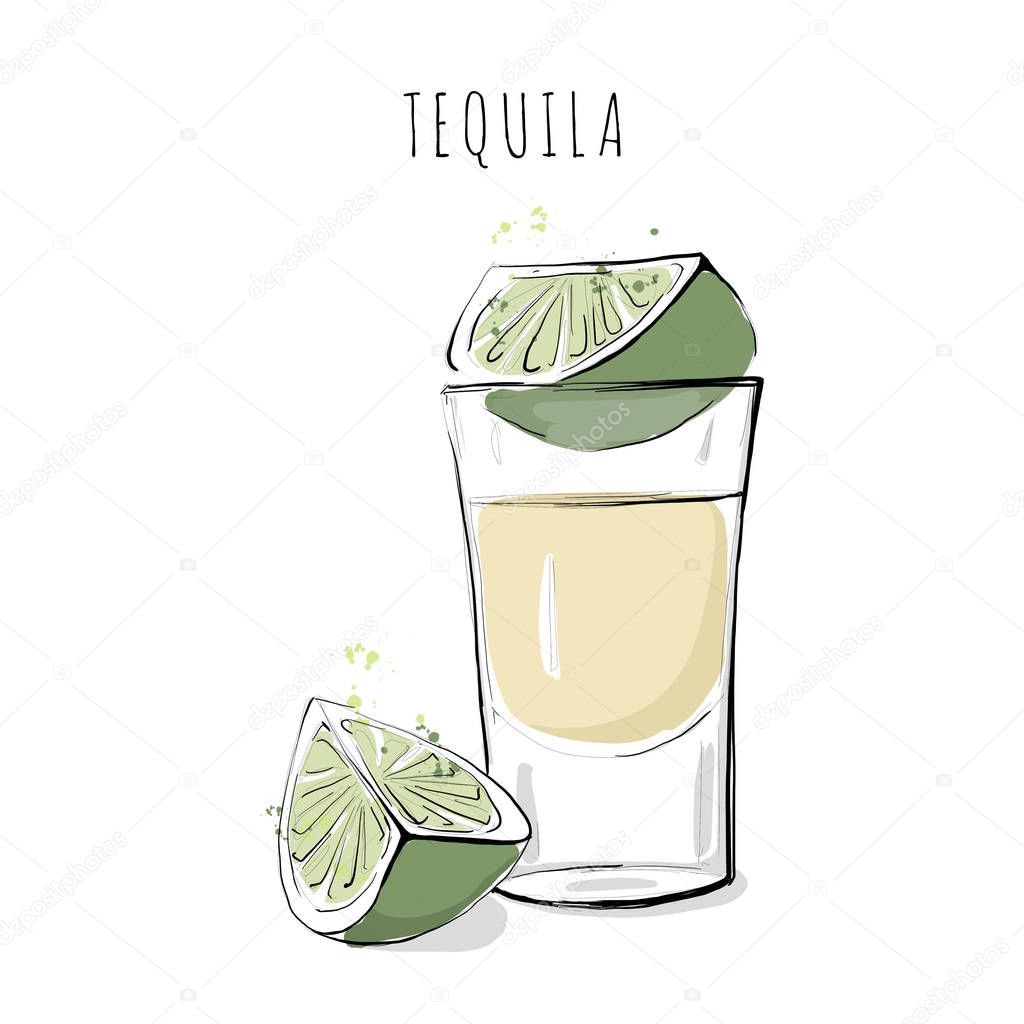 Illustration of an alcoholic drink. Tequila