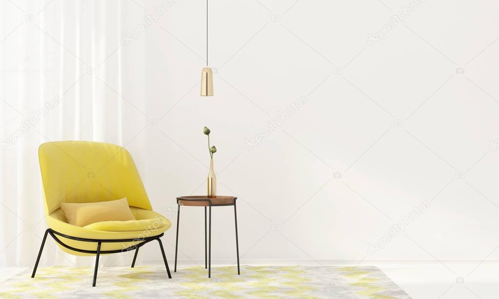 Interior with a yellow armchair 
