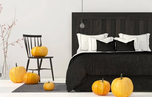 Schlafzimmer und Dekorationen für Halloween — Stockfoto