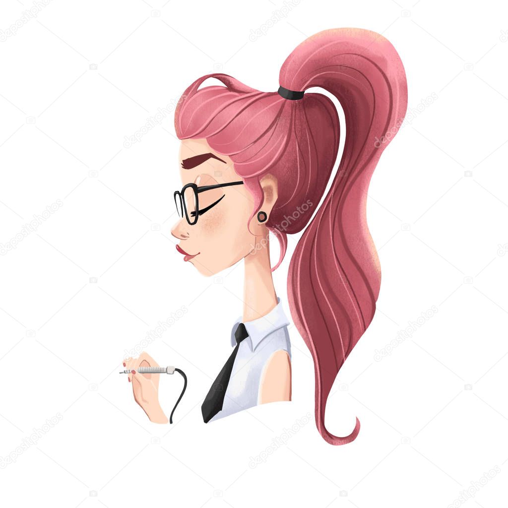 Profile of a girl with pink hair 