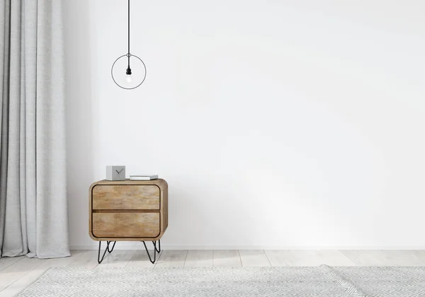 Intérieur Lumineux Avec Une Table Chevet Bois Dans Style Loft — Photo