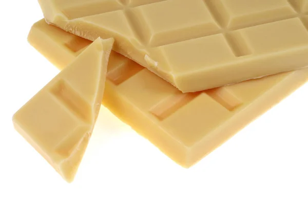 Barra Cioccolato Bianco Primo Piano Sfondo Bianco — Foto Stock