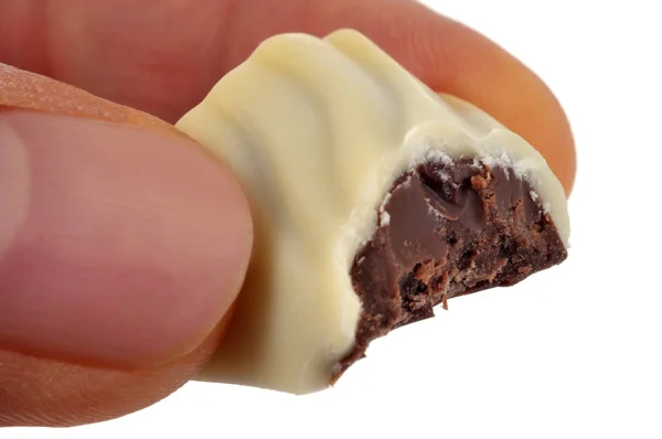 Witte Chocolade Gevuld Met Close — Stockfoto