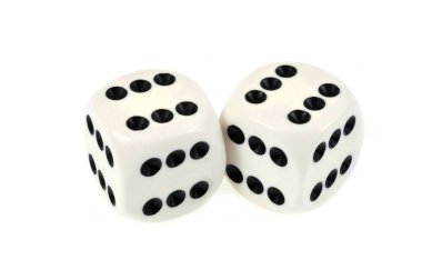 Dice playing with six in close-up on white background  clipart