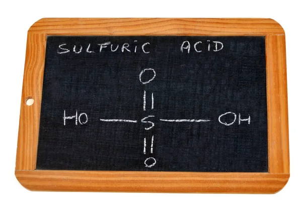 Wzór Chemiczny Kwasu Siarkowego Zapisany Tabliczce Szkolnej — Zdjęcie stockowe