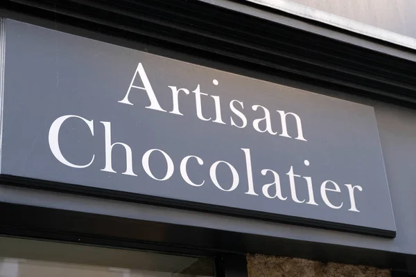 Sign of french artisan chocolate maker close up