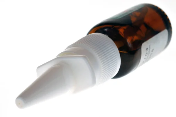 Nasal Spray Närbild Vit Bakgrund — Stockfoto